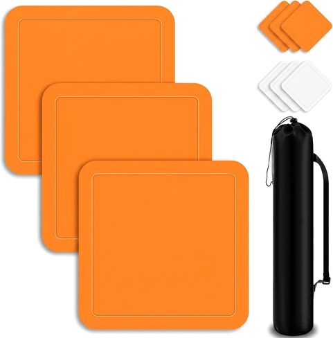 Hiboom 3 Pcs Baseball Bases for Yard with Portable Carrying Bag, Throw Down Bases 1st, 2nd, 3rd Softball Kickball Rubber Base Sets for Field Backyard Playground Practice Adults in Kuwait