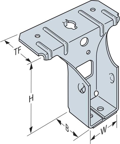 Simpson Strong-Tie PF24B شماعة ذات شفة علوية منحنية بعد الإطار - 1-9/16 بوصة × 3-3/8 بوصة، لحجم الرافعة 2x4، هيكل فولاذي مجلفن بالزنك 20 مقياس، فتحات أظافر على شكل قبة in Kuwait