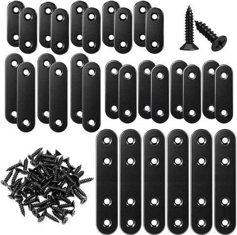 30 Sets Stainless Steel Straight Bracket Kit - 36mm/46mm/56mm/76mm Flat Mending Plates with 72 Screws for Wood Repair, Furniture, Cabinets & DIY Projects in Kuwait