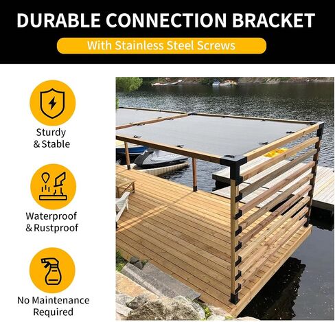 HANBENTYTEX 4Pac 4x4 Pergola Post Top Rafter Bracket Kit، شديد التحمل 14 مقياس جناح قوس فعلي لـ 3.5 بوصة × 3.5 بوصة عمود خشبي مربع، قوس موصل شعاع خشبي DIY مع مسامير للشرفة، كابينة السجل in Kuwait