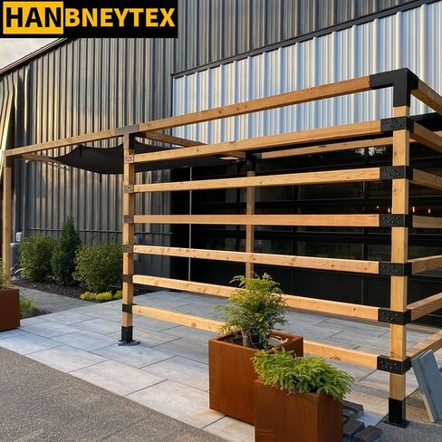 HANBENTYTEX 4Pac 4x4 Pergola Post Top Rafter Bracket Kit، شديد التحمل 14 مقياس جناح قوس فعلي لـ 3.5 بوصة × 3.5 بوصة عمود خشبي مربع، قوس موصل شعاع خشبي DIY مع مسامير للشرفة، كابينة السجل in Kuwait