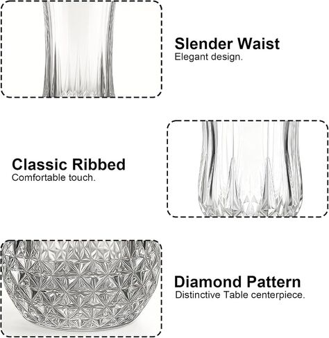 Ruckae Drinking Glasses Set of 8,11 oz and 7 oz Kitchen Water Glass Cups Set,Clear Curvature Glassware Dishwasher Safe,Mixed Drinkware for Beer,Juice,Cocktail,Whiskey,Milk and Various Mixed Drinks in Kuwait
