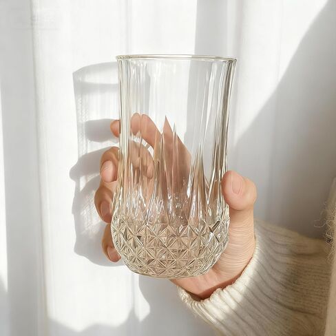 Ruckae Drinking Glasses Set of 8,11 oz and 7 oz Kitchen Water Glass Cups Set,Clear Curvature Glassware Dishwasher Safe,Mixed Drinkware for Beer,Juice,Cocktail,Whiskey,Milk and Various Mixed Drinks in Kuwait