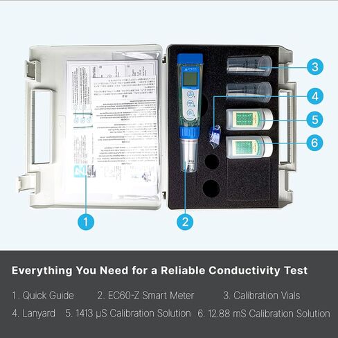 Apera Instruments EC60-Z جهاز اختبار التوصيل الذكي عبر البلوتوث/TDS/الملوحة/المقاومة مدعوم من تطبيق ZenTest للهاتف المحمول in Kuwait