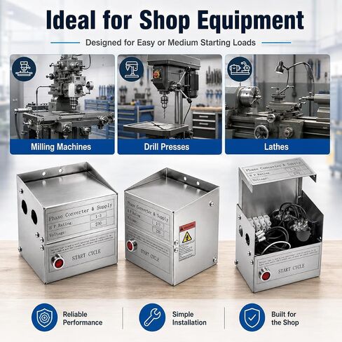 SCM03 1-3 Hp Static Phase Converter for Mill Drill Lathe Saw, Single to 3 Phase Converter in Kuwait