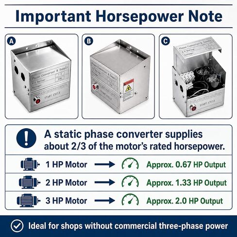 SCM03 1-3 Hp Static Phase Converter for Mill Drill Lathe Saw, Single to 3 Phase Converter in Kuwait