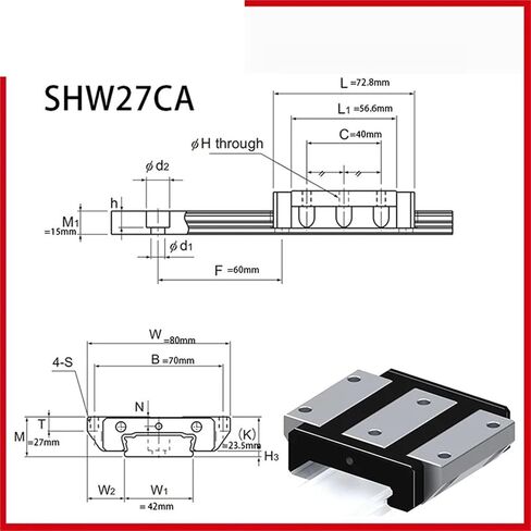 Linear Guide Rail Slider SHW27CA SHW 27CA SHW27 SHW27CA1UU SHW27CA1SS GK Block 1Pcs in Kuwait