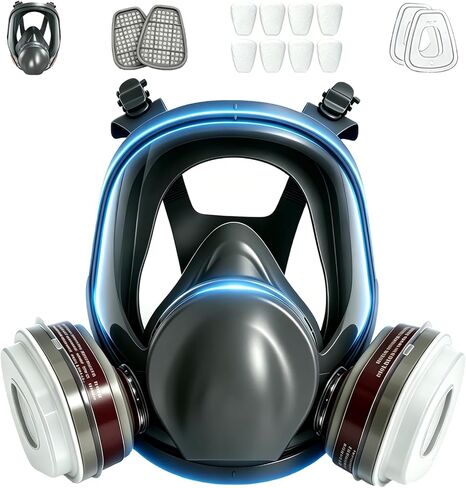 Full Face Respirator Mask With Filters,Gas Mask & Reusable Paint Mask For Spraying,Painting,Welding, Sanding, Woodworking,Construction,Polishing,DIY and Other Work in Kuwait