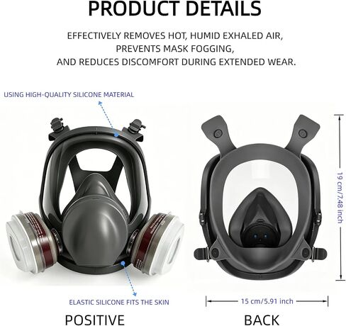 Full Face Respirator Mask With Filters,Gas Mask & Reusable Paint Mask For Spraying,Painting,Welding, Sanding, Woodworking,Construction,Polishing,DIY and Other Work in Kuwait
