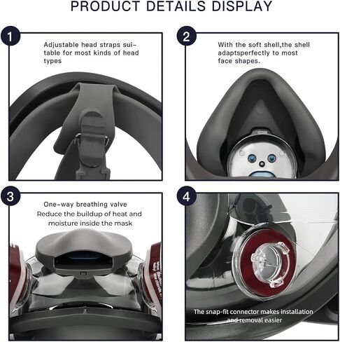 Full Face Respirator Mask With Filters,Gas Mask & Reusable Paint Mask For Spraying,Painting,Welding, Sanding, Woodworking,Construction,Polishing,DIY and Other Work in Kuwait