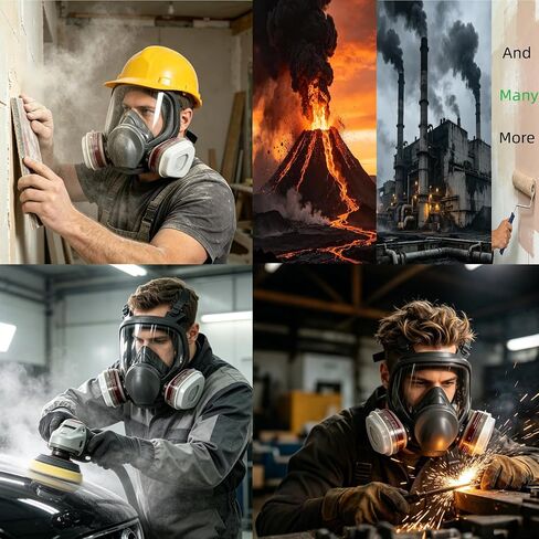 Full Face Respirator Mask With Filters,Gas Mask & Reusable Paint Mask For Spraying,Painting,Welding, Sanding, Woodworking,Construction,Polishing,DIY and Other Work in Kuwait