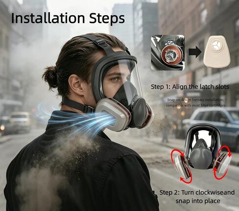 Full Face Respirator Mask With Filters,Gas Mask & Reusable Paint Mask For Spraying,Painting,Welding, Sanding, Woodworking,Construction,Polishing,DIY and Other Work in Kuwait