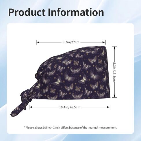 Elegant Purple Butterfly Star A Print Scrub Caps Women Men, Nurse Cap Surgical Caps Scrub Hats for Women Men, Adjustable Working Cap with Sweatband in Kuwait