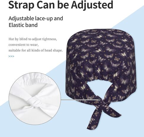 Elegant Purple Butterfly Star A Print Scrub Caps Women Men, Nurse Cap Surgical Caps Scrub Hats for Women Men, Adjustable Working Cap with Sweatband in Kuwait