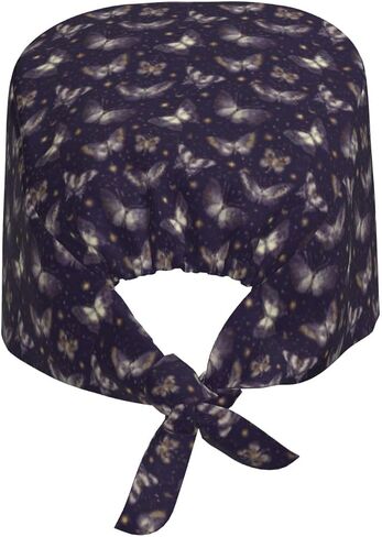 Elegant Purple Butterfly Star A Print Scrub Caps Women Men, Nurse Cap Surgical Caps Scrub Hats for Women Men, Adjustable Working Cap with Sweatband in Kuwait