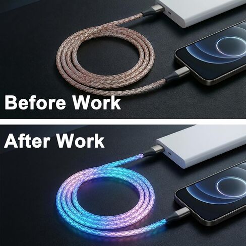 كابل USB C، شاحن متدرج ملون بطول 6 أقدام من النوع C شحن سريع، سلك USB من النوع C متوافق مع iPhone 17/17 Pro/16e/16/15 Pro Max، Samsung Galaxy S10 S9 S8 Plus، Note 10 9 8 (متعدد الألوان) in Kuwait