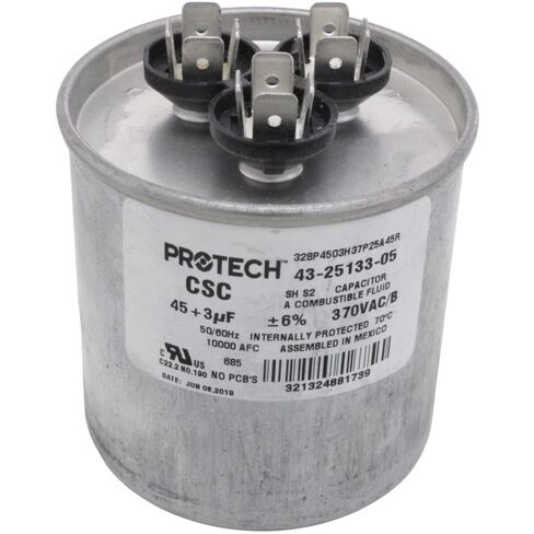 43-23204-11 -Rheem OEM مكثف تشغيل مزدوج بديل دائري 45 + 3 فائق التوهج / MFD 370 فولت in Kuwait