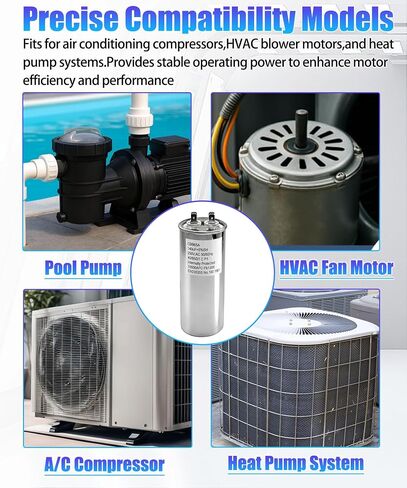 مكثف تشغيل CBB65A يناسب مكيف الهواء أو ضاغط HVAC أو محرك المروحة، 250VAC 140 فائق التوهج 140MFD 40/85/21 درجة مئوية P1 50/60 هرتز 10000AFC PB1300 in Kuwait
