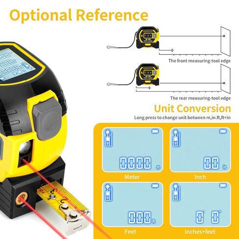 5m/16ft Digital Laser Tape Measure, WTWD 100m/328ft Laser Distance Measure with Cross-Line Laser Level, Area/Volume Calculator, Battery Powered, Voice Output, Backlit LCD, ft/in/m for Construction in Kuwait