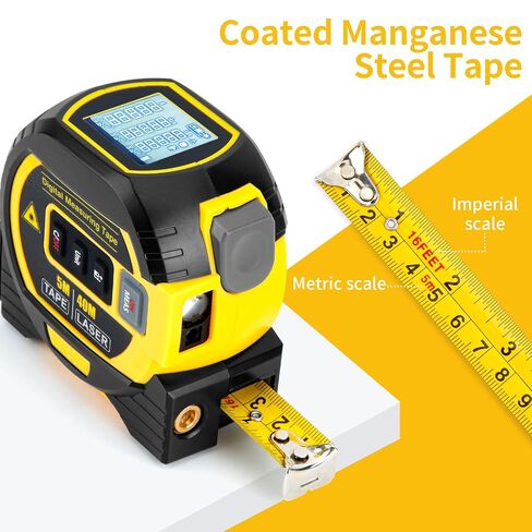 5m/16ft Digital Laser Tape Measure, WTWD 100m/328ft Laser Distance Measure with Cross-Line Laser Level, Area/Volume Calculator, Battery Powered, Voice Output, Backlit LCD, ft/in/m for Construction in Kuwait