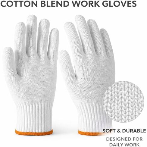Cotton Work Gloves for Warehouse, Moving, Gardening and Cleaning | Breathable Knit Fabric, Flexible Fit, Reusable Design, Packing, Sorting, Moving, Cleaning, Maintenance and Daily Labor in Kuwait
