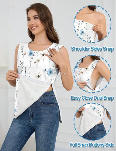 Post Shoulder Surgery Shirts for Women Tear Away Snap Tank Tops Rotator Cuff Shirt Mastectomy Chemo Port Access Shirt 2026 in Kuwait