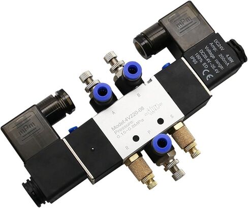 صمام الملف اللولبي 4v220-08 التحكم برأسين مزدوجين 5 اتجاهات و2 موضع الطاقة لأسفل صمامات اتجاهية هوائية 1 قطعة (تركيبات PC 12 مم) in Kuwait