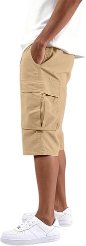 Twill Cargo Shorts for Men Casual Cotton Classic Bermuda Shorts with Pockets Drawstring Comfort Big and Tall Outfit in Kuwait