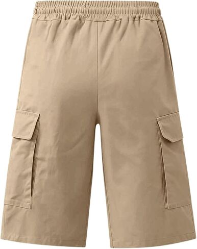 Twill Cargo Shorts for Men Casual Cotton Classic Bermuda Shorts with Pockets Drawstring Comfort Big and Tall Outfit in Kuwait