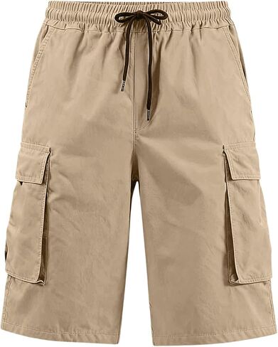Twill Cargo Shorts for Men Casual Cotton Classic Bermuda Shorts with Pockets Drawstring Comfort Big and Tall Outfit in Kuwait