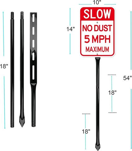 2 حزمة من علامة السرعة البطيئة 5MPH مع حصة معدنية ثقيلة 54 بوصة، 14 × 10 بوصة لا توجد علامات طريق للغبار، ألومنيوم عاكس خالٍ من الصدأ in Kuwait