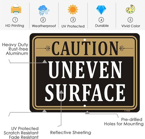 Caution Uneven Surface Sign Watch Your Steps Safety Stairs Warning Outdoor for Home Business Restaurants Offices Yard Garden Walkway Lawn 10" x 7" with 28" Long Metal Stake Stand Aluminum in Kuwait