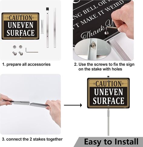 Caution Uneven Surface Sign Watch Your Steps Safety Stairs Warning Outdoor for Home Business Restaurants Offices Yard Garden Walkway Lawn 10" x 7" with 28" Long Metal Stake Stand Aluminum in Kuwait