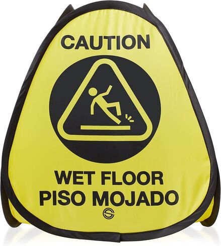 Dryser 3-Pack 16" Pop-up Caution Wet Floor Signs - Yellow 4-Sided English/Spanish Warnings in Kuwait