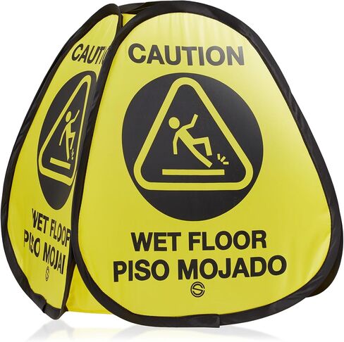 Dryser 3-Pack 16" Pop-up Caution Wet Floor Signs - Yellow 4-Sided English/Spanish Warnings in Kuwait