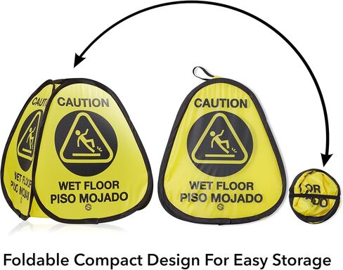 Dryser 3-Pack 16" Pop-up Caution Wet Floor Signs - Yellow 4-Sided English/Spanish Warnings in Kuwait