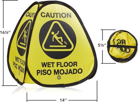 Dryser 3-Pack 16" Pop-up Caution Wet Floor Signs - Yellow 4-Sided English/Spanish Warnings in Kuwait