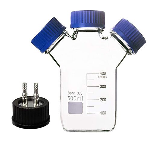 MBF-01L2 جرة زجاجة كاشف مستديرة من زجاج البورسليكات MBF-01L2 مع غطاء SUS 316 S-2-Through GL45 in Kuwait