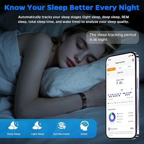 Smart Fitness Tracker Bracelet for Women & Men with Sleep Monitoring | 24/7 Heart Rate & Blood Oxygen Monitor, Activity Tracker with 7-Day Battery, Step Counter, Fitness Watch for Android & iPhone in Kuwait
