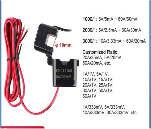 OPCT10ATL محول تيار أساسي مصغر سبليت 5A 20A/333mV 10A 50A/0.707V مستشعر تقسيم التيار المتردد (1000-1 IP67) in Kuwait