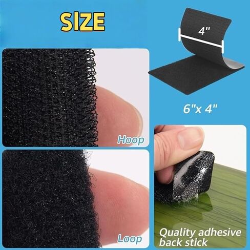 10 Pairs Hook and Loop Tape 2in x 6in(50x150mm), Slef Adhesive Interlocking Strip, Mounting Tape Heavy Duty Adhesion, Picture Hanging Strips Fastener, Double Sided Carpet & Rug Fixation in Kuwait