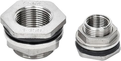 1pc 1/4" 3/8" 1/2" 3/4" 1" 2" BSP Female 316L 304 Stainless Steel Bulkhead Pipe Fitting Connector Coupler Water Tank Hole Drainer(316,1/4") in Kuwait