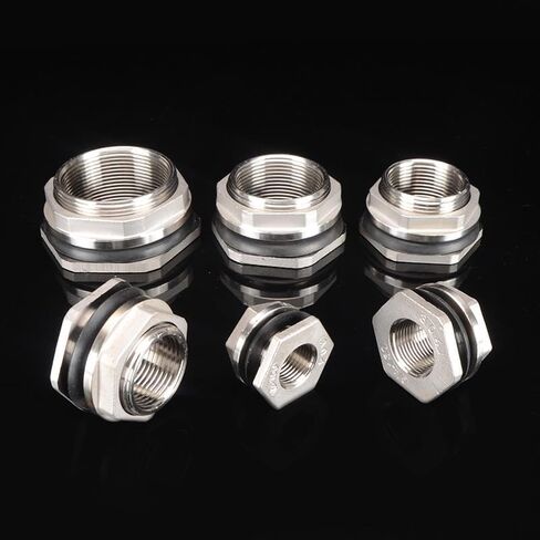 1pc 1/4" 3/8" 1/2" 3/4" 1" 2" BSP Female 316L 304 Stainless Steel Bulkhead Pipe Fitting Connector Coupler Water Tank Hole Drainer(316,1/4") in Kuwait