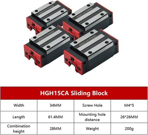 4 قطعة/المجموعة HGH15CA HGW15CC كتلة الشريحة لHGR15 الأدلة الخطية الشرائح تحمل لجهاز التوجيه التحكم العددي المحوسب (4 قطعة HGH15CA) in Kuwait