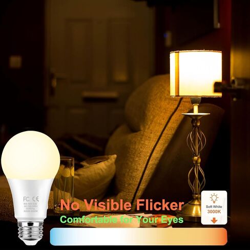 لمبة إضاءة LED ذكية GRV E26 A60 9W مع جهاز تحكم عن بعد 2.4 جيجا هرتز، مصابيح LED متغيرة اللون، قابلة للتعتيم بدون خطوات 3000K-6500K، ما يعادل مصباح ساطع 60 وات، 800 لومن، ديكور منزلي، 1 لمبة و1 جهاز تحكم عن بعد in Kuwait