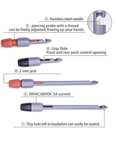 Wire Piercing Probe, 4 Pcs Insulation Piercing Clip Set with 2mm Banana Plug for Multimeter Voltage Voltmeter Thermometer Testing in Kuwait