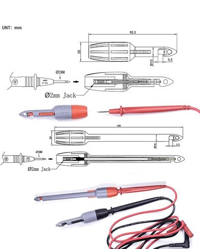 Wire Piercing Probe, 4 Pcs Insulation Piercing Clip Set with 2mm Banana Plug for Multimeter Voltage Voltmeter Thermometer Testing in Kuwait
