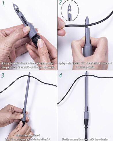 Wire Piercing Probe, 4 Pcs Insulation Piercing Clip Set with 2mm Banana Plug for Multimeter Voltage Voltmeter Thermometer Testing in Kuwait