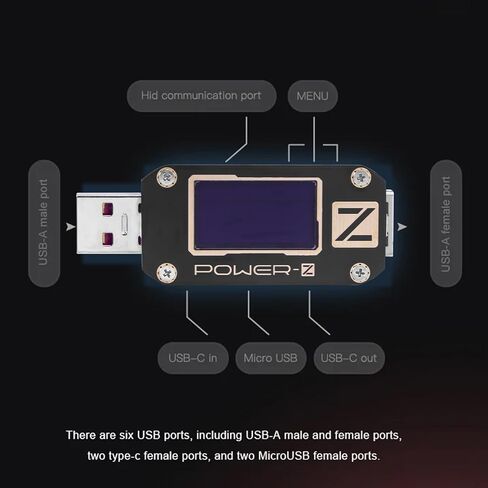 KM001 Power-Z USB تستر Type-C المصغّر USB الفولتميتر الرقمي QC 2.0 QC 3.0 PD الجهد الرقمي الحالي قوة البنك تستر in Kuwait