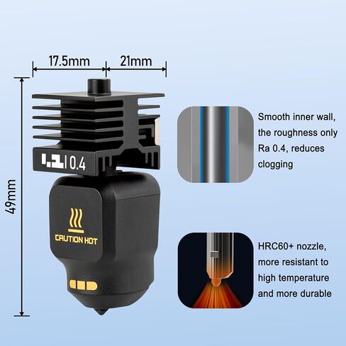 2 قطعة P2S/X2D Hotend Kit 0.4 مم + 0.6 مم فوهات فولاذية صلبة - للطابعة ثلاثية الأبعاد Bambu P2S/X2D Extruder Hot End/رأس الطباعة مع كتلة حرارية مجمعة لكسر الحرارة و2 قطعة جوارب سيليكون إضافية in Kuwait